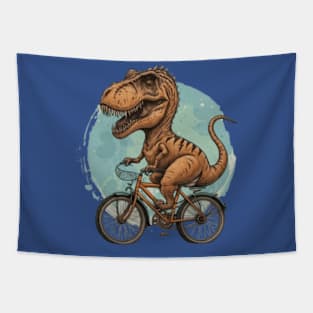 Cute dinosaur trex bicycling gift ideas kids tee kids stickers kids pin gift Tapestry