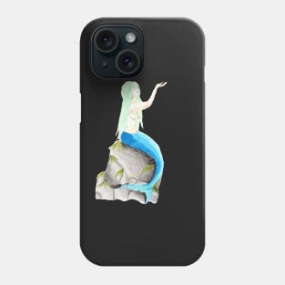 Sitting on the rock, reaching for the stars- Mermaid Dark Blue Phone Case