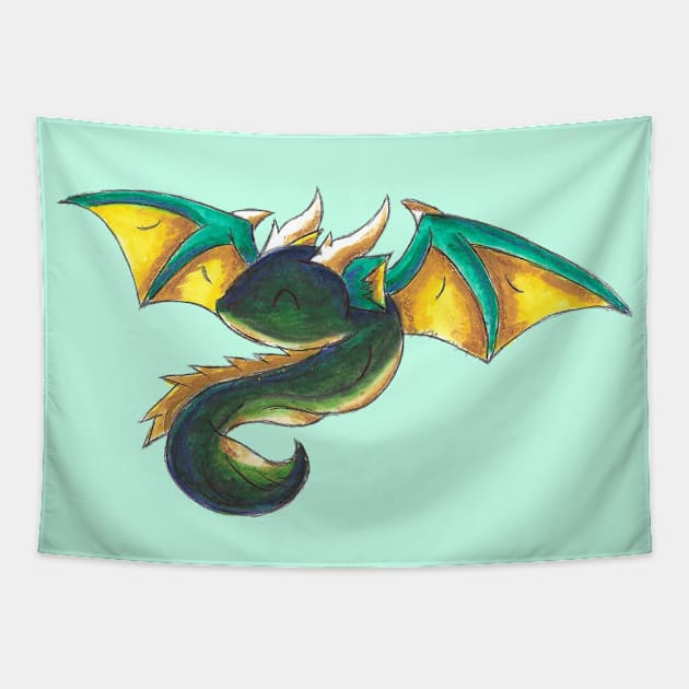 Tiny Little Western Dragon Tapestry by KristenOKeefeArt