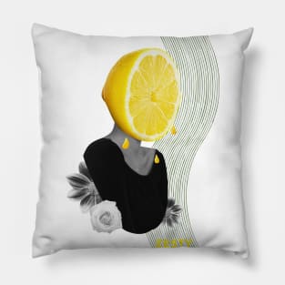 Surrealistic Lemon Woman Zesty Art Pillow