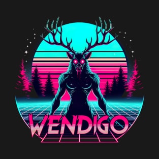 Wendigo Synthwave Cryptid Supernatural Folklore Monster T-Shirt