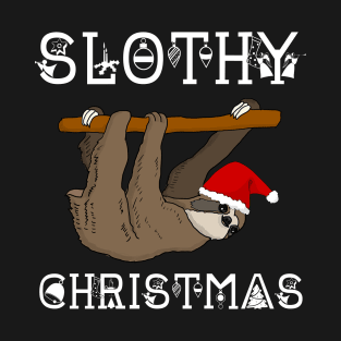 Santa Sloth Slothy Christmas Funny Gift T-Shirt