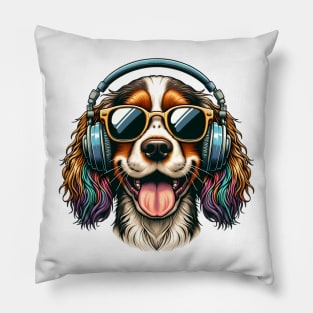 Sussex Spaniel DJ Smiling with Harmonic Tunes Pillow