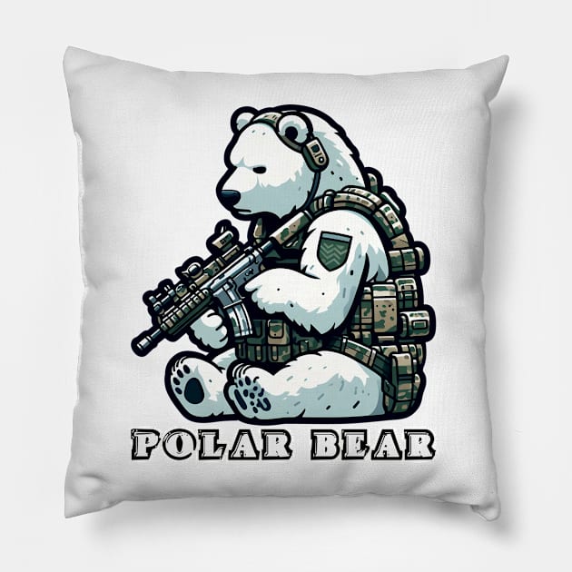 Tactical Polar Bear Pillow by Rawlifegraphic