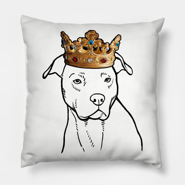 American Pit Bull Terrier Dog King Queen Wearing Crown Pillow by millersye