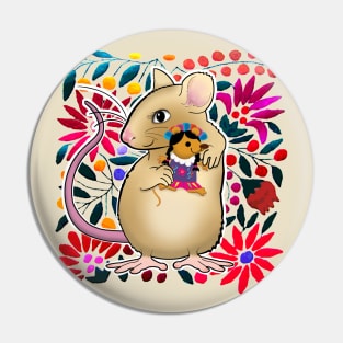 Mexican mouse with mexican doll Pin