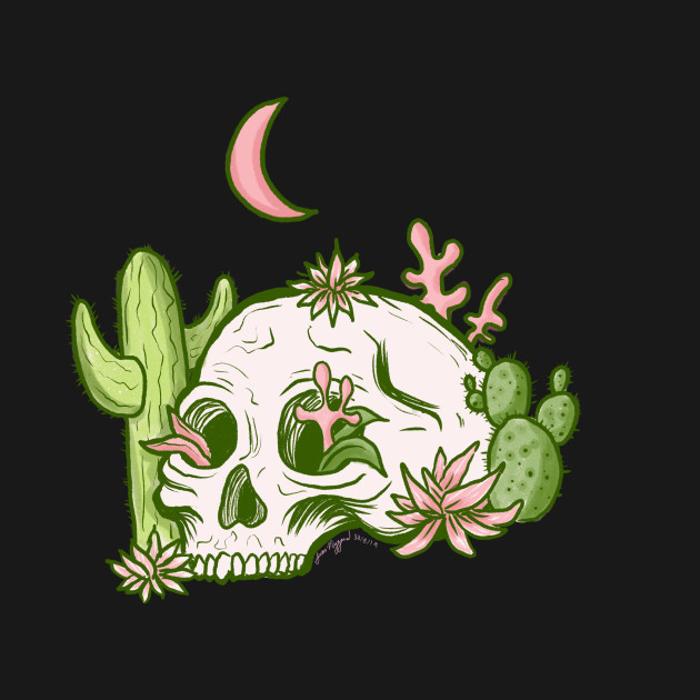 Disover Desert Skull and Cactus - Desert - T-Shirt