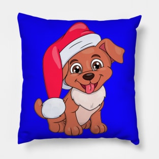 The smiling little puppy with Santa hat Pillow