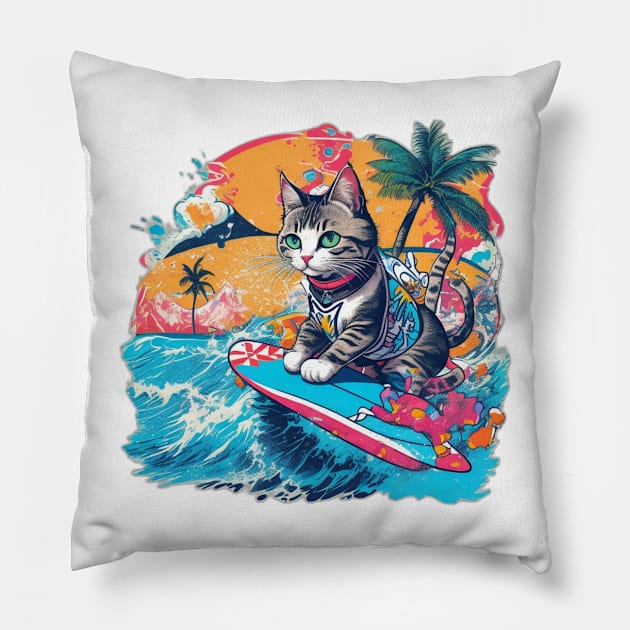 Cat Hawaiian Pillow by Hunter_c4 "Click here to uncover more designs"