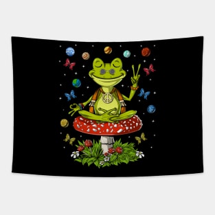 Mushroom Frog Meditation Tapestry