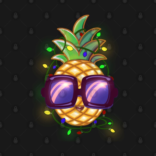 Christmas Lights Pineapple by Purple Canvas Studio