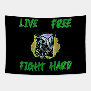 Live Free Fight Hard gas mask Tapestry