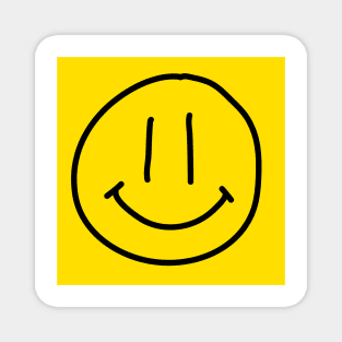 Smiley face black and yellow background Magnet