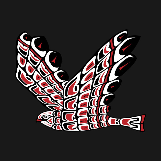 Disover Red Tail Hawk Pacific Northwest Native American Style Art - Hawk - T-Shirt