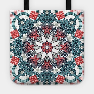 Coral & Teal Tangle Medallion Tote