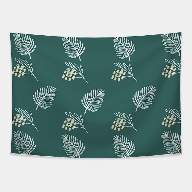 Tropical pattern with exotic plants silhouettes Tapestry by DanielK