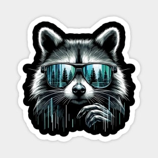 Raccoon Sunglasses Forest Magnet