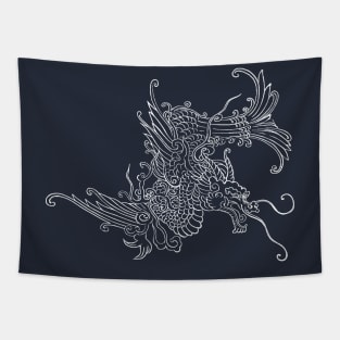 Oriental Dragon White Tapestry