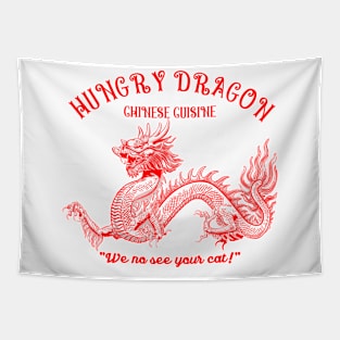 Hungry Dragon Chinese Cuisine Funny Cat Tapestry