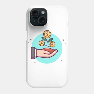 Hand bringing coin plant cartoon Phone Case