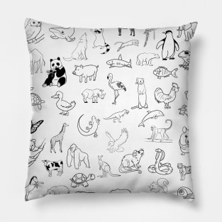 Many different stick figure animals Pillow