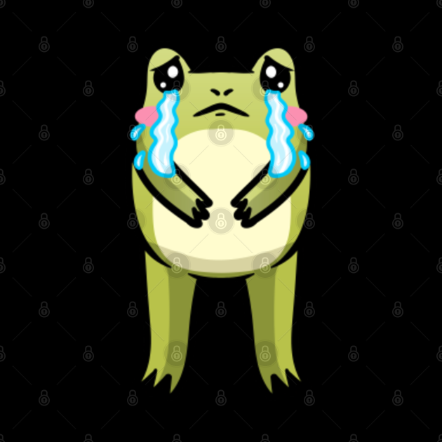 Cottagecore Kawaii Frog Sad Crying Emoticon Cute Frogs Tapestry