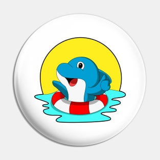 Dolphin at Swimming with Swim ring Pin