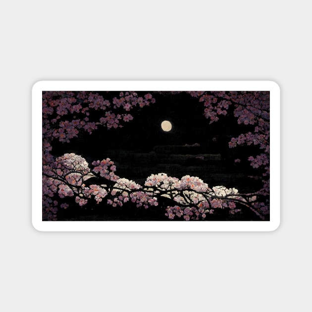 Moonlit Cherry Blossom 3 Magnet by RLP.Art