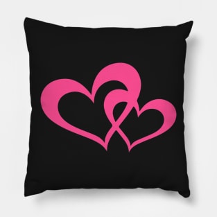 Two Pink Hearts Pillow