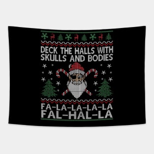 Deck The Halls With Skulls And Bodies Funny ugly Viking Christmas Gift Tapestry