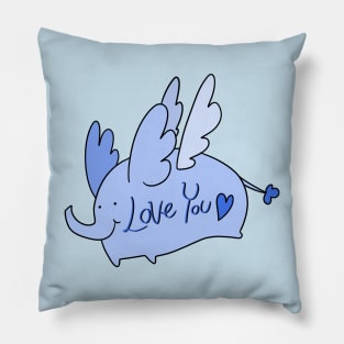 Blue Angel Elephant "Love You" Pillow