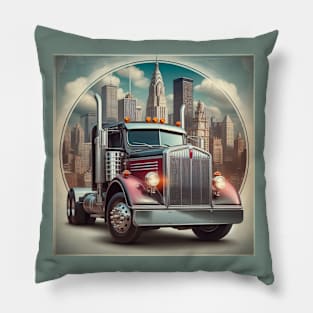 Semi Truck in 1930s Chicago Pillow