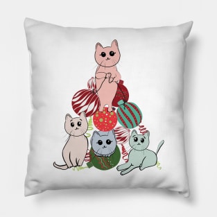 Made of cute cats Christmas tree Pillow