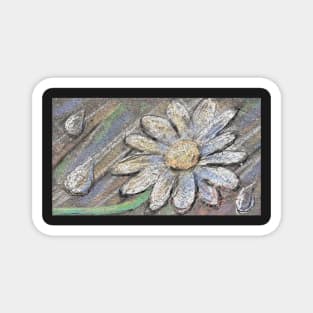 daisy and raindrops sidewalk chalk chalkboard drawing Magnet