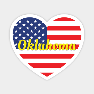 Oklahoma American Flag Heart Magnet