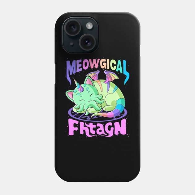 Cute Cat Cthulhu Unicorn dreaming. Cathulhucorn Meowgical Phone Case by Juandamurai