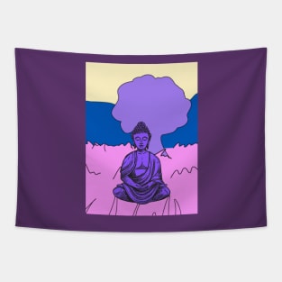 Vibrant Pink Purple and Blue Buddha Graphic Tapestry