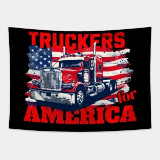 Truckers for America Trucks Truck Driving American Flag Patriotic Truck Driver Tapestry