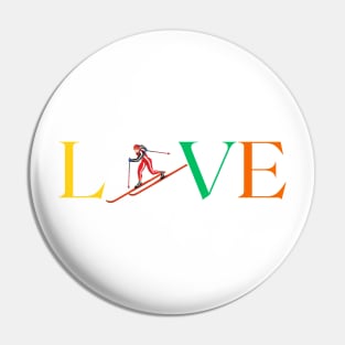 Love Biathlon Olympic Ski Rifle Pin