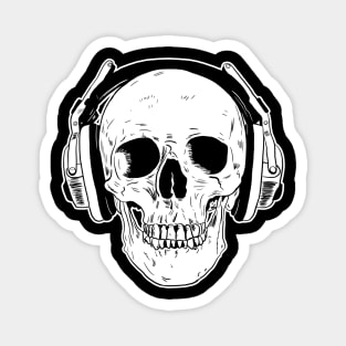 Skull Wearing Headphones Magnet