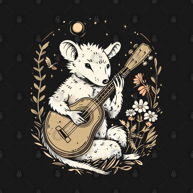 Retro Funny Possum Opossum playing the banjo Opossums Meme by RetroZin