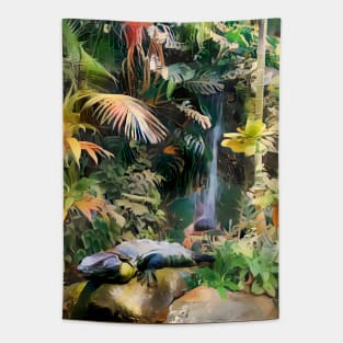 Rainforest Iguana Tapestry