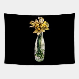 Daffodils in a water bottle Tapestry