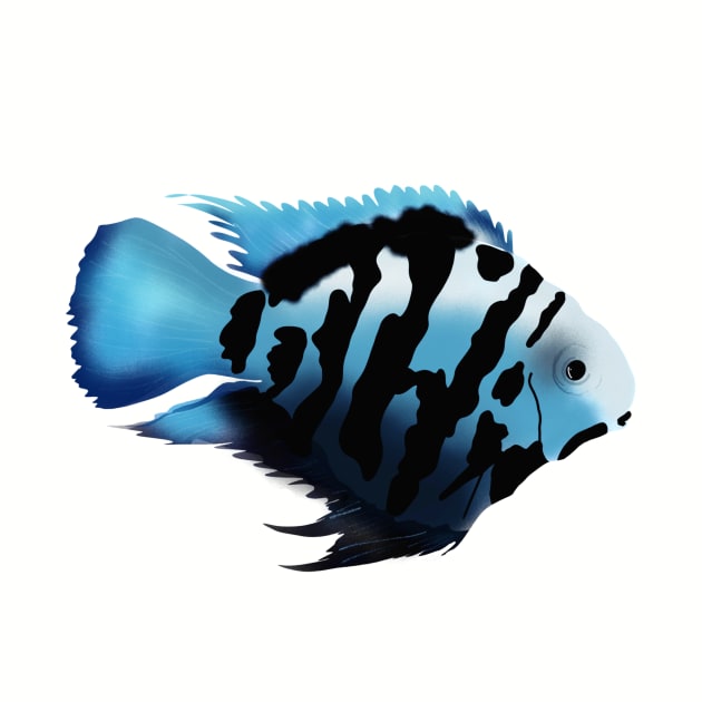 Polar Blue Cichlid Fish by dearannabellelee