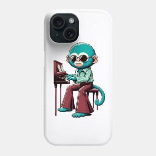 Groovy 70s Piano-Playing Monkey - Colorful Cartoon Vector Art Phone Case
