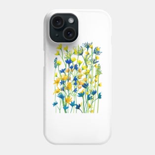 Wildflower meadow watercolor painting Phone Case