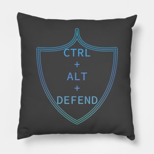 Ctrl+Alt+Defend (blue) Pillow