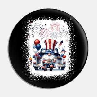 4th Of July Patriotic Gnomes Sunglasses American Fireworks Pin