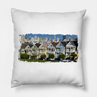 Painted Ladies - Old Victorian houses San Francisco Pillow