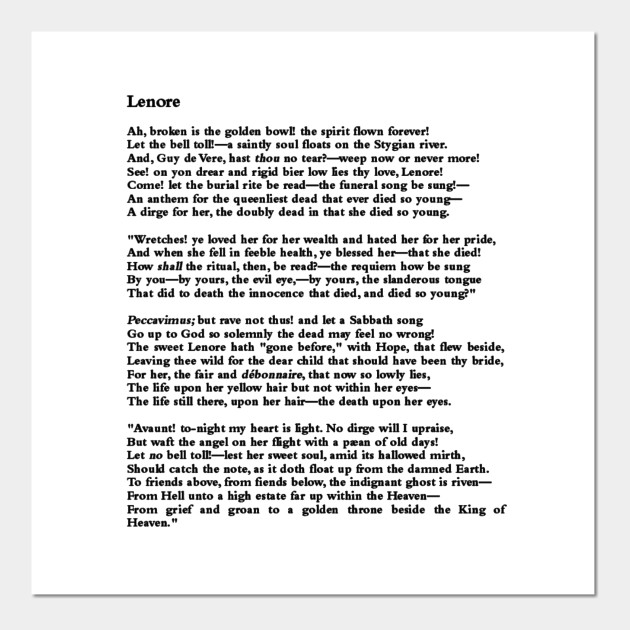 Lenore Edgar Allan Poe Poem Lenore Affiche Et Impression D Art Teepublic Fr